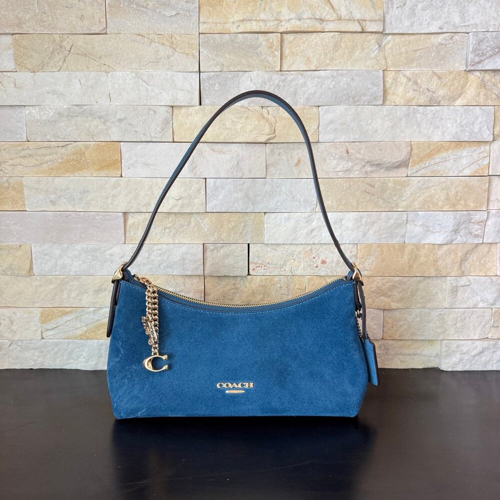 New‼️Coach Emeilia Suede Shoulder Bag Blue Jay CFN73